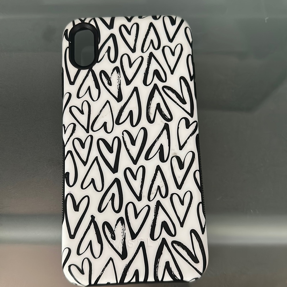 Casely Open Hearts Black and White iPhone XS Max Phone Case